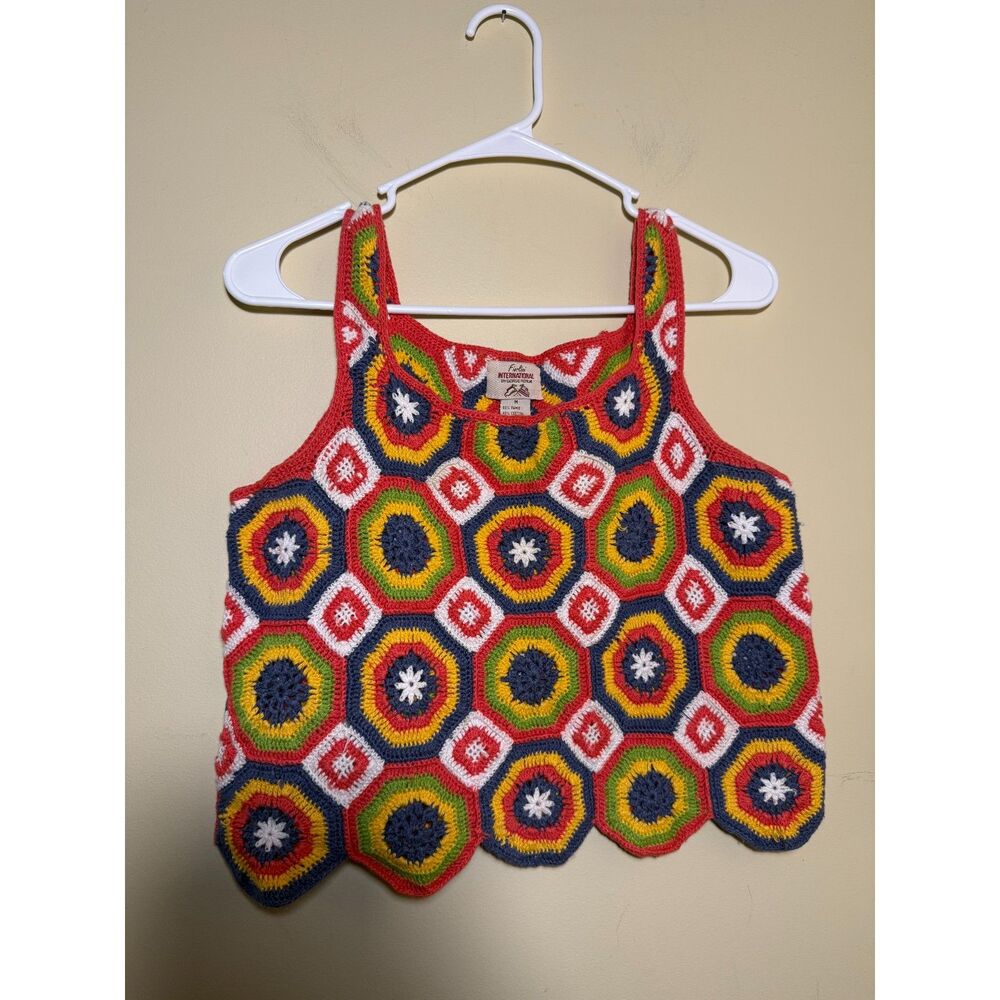 Fiorlini International Knit/Crochet Multicolor Tank Top | Size Medium | Boho